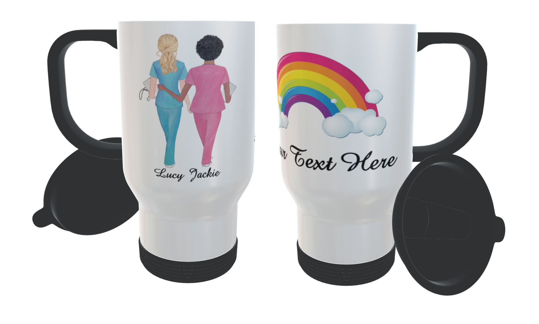 Nurses Customised Travel Mug - Rainbow